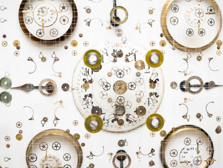 Detail of clock and watch part artwork by Anna Masters