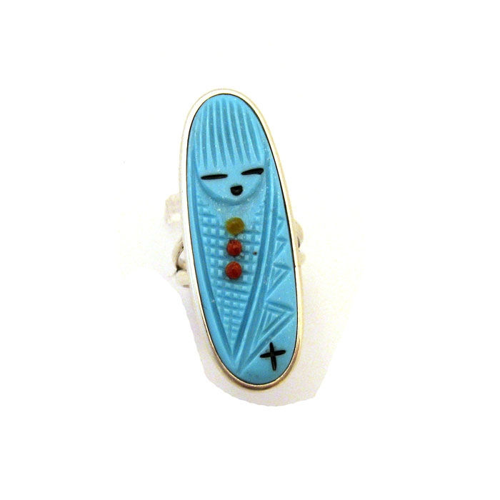 Turquoise Corn Maiden Ring Size 6.5 By Stuart Quandelacy #SUQ020