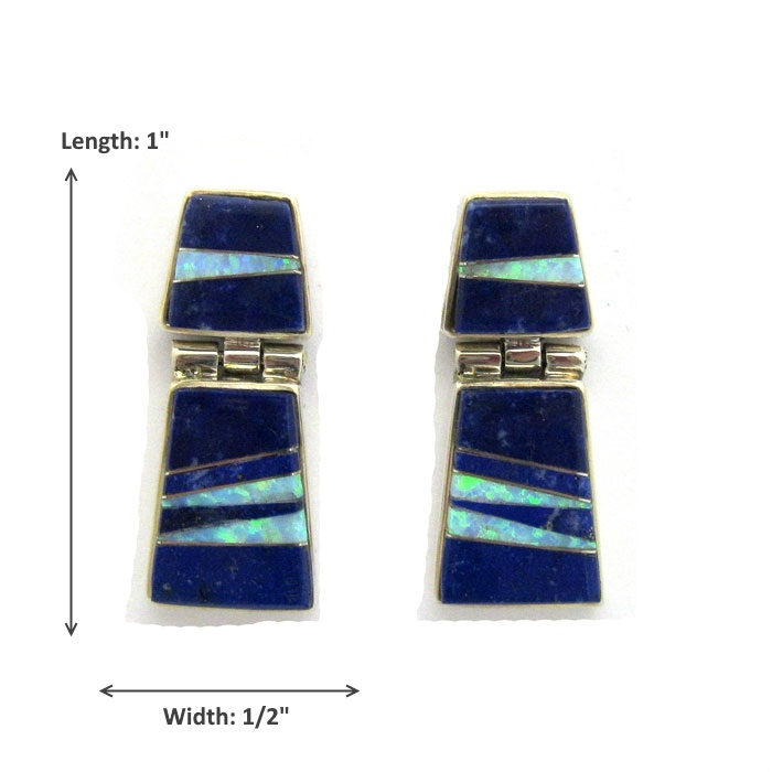 Thumbnail: Lapis Lazuli and Fire Opal Earrings By Calvin Begay #CB149