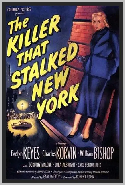 THE KILLER THAT STALKED NEW YORK - EVELYN KEYES - 1950 - COLORIZED - RARE DVD