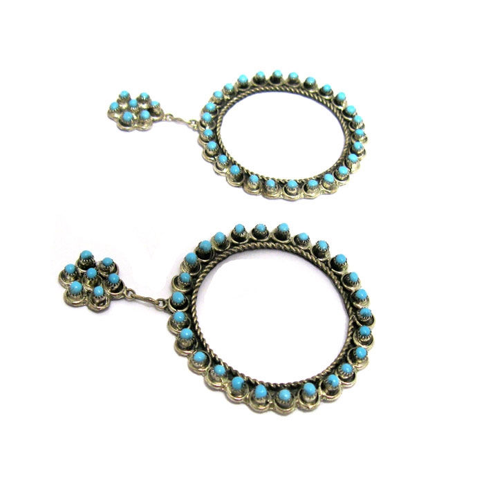 Thumbnail: Petit Point Sleeping Beauty Turquoise Hoops #MCZZ1