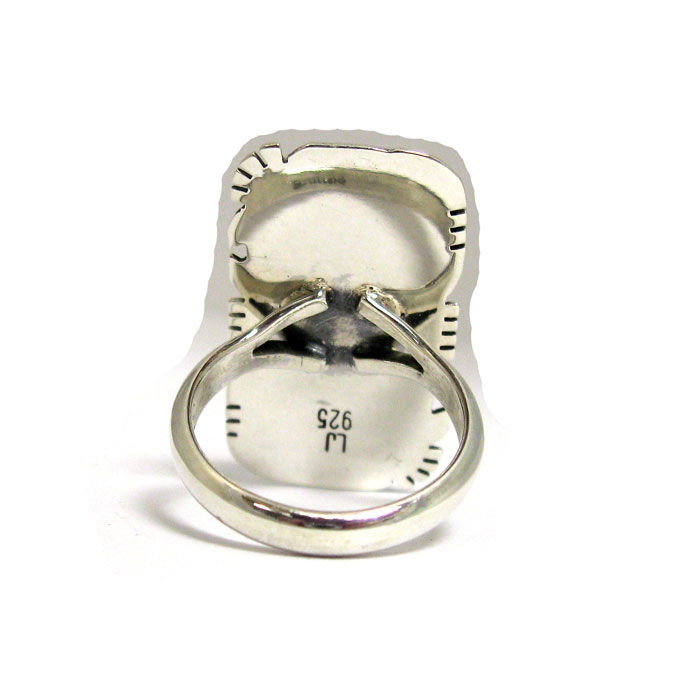 Thumbnail: Navajo Rectangular Boulder Turquoise Ring  #LJBR1