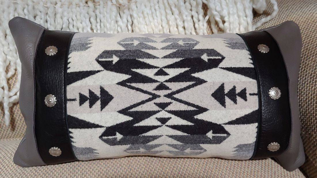 12" x 20" Pendleton Wool & Leather Pillow