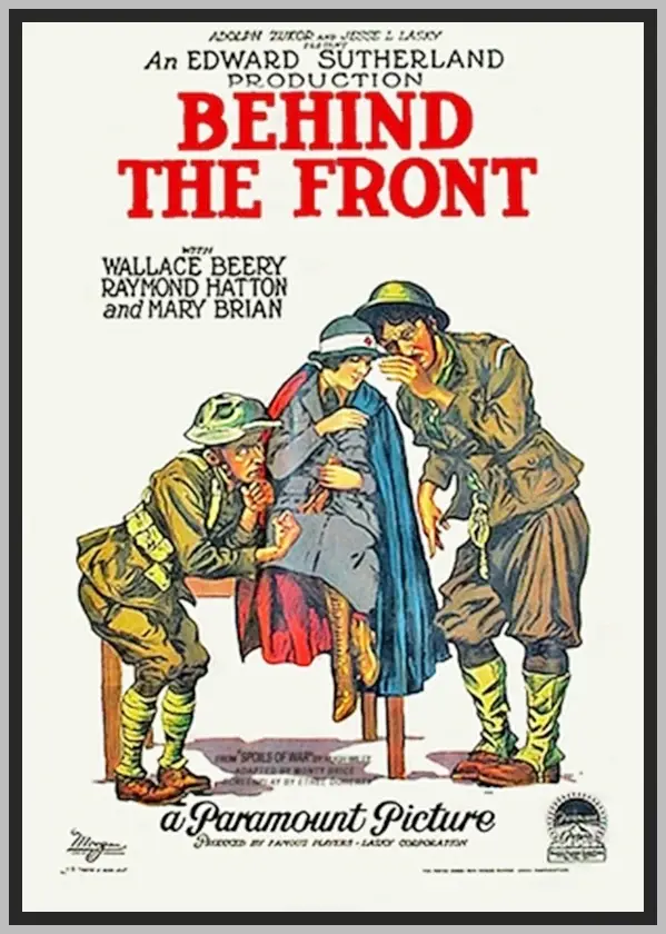 BEHIND THE FRONT - 1926 - WALLACE BEERY - SILENT - RARE DVD