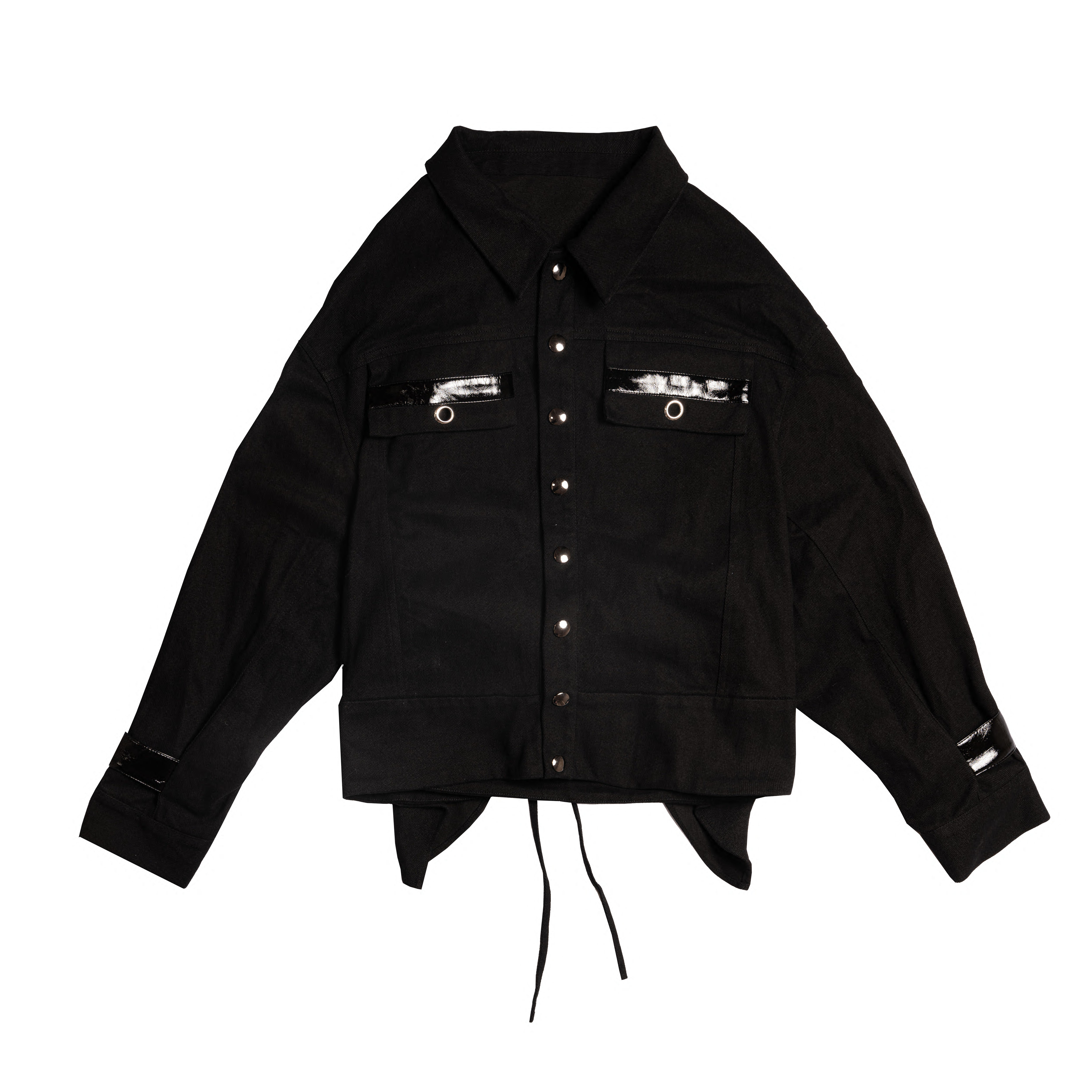 Ribbon Printing Long Sleeve Jacket (black)
