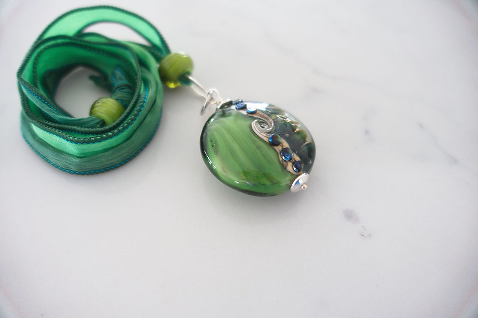 Thumbnail: Joyce Young Design Glass Lentil Bead Necklace