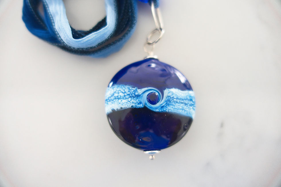 Thumbnail: Joyce Young Design Glass Lentil Bead Necklace