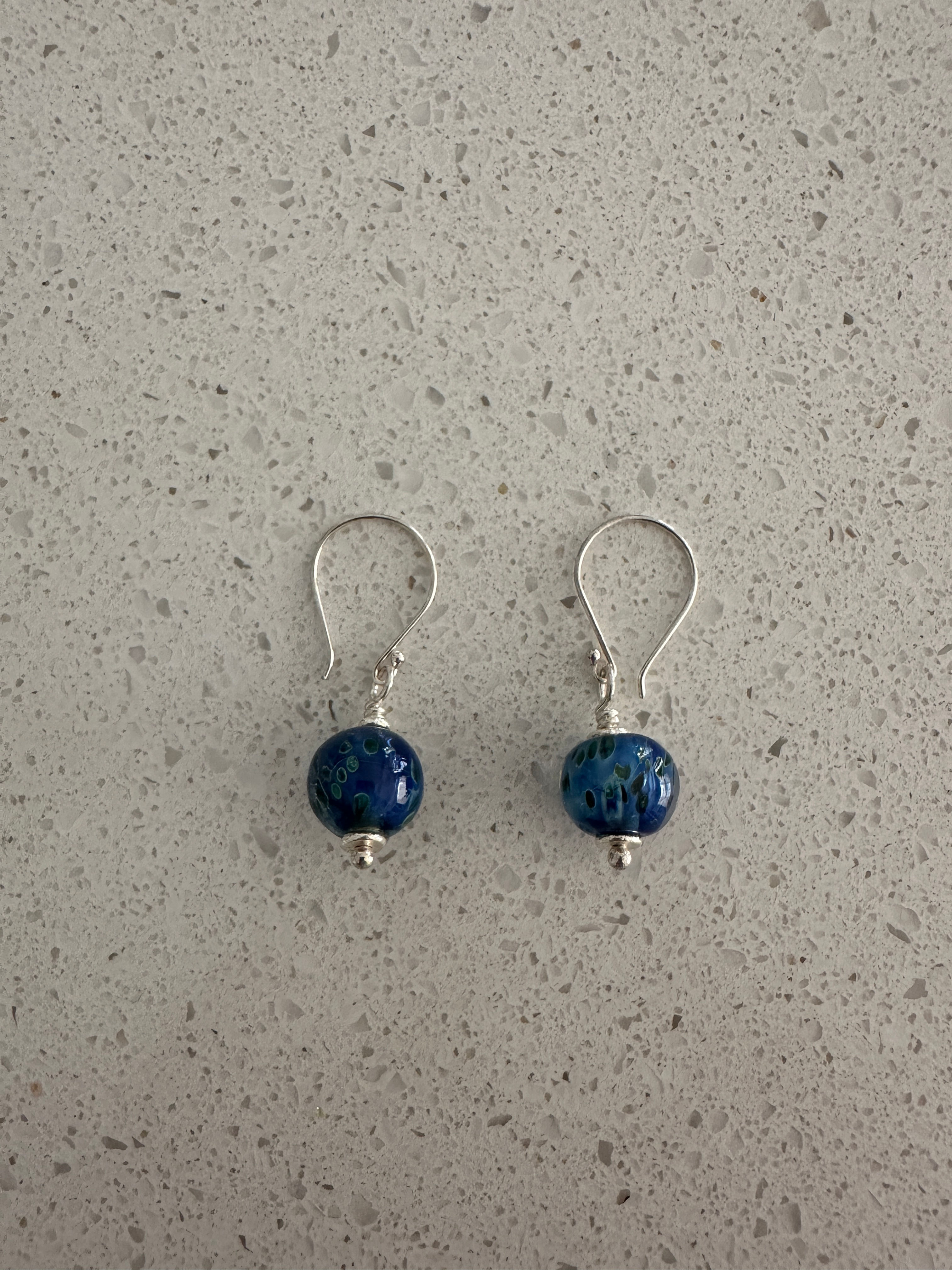 Earrings - Speckled Blue