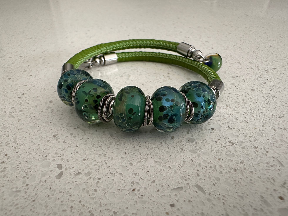 Speckled Light Green Glass Bead Eco Leather