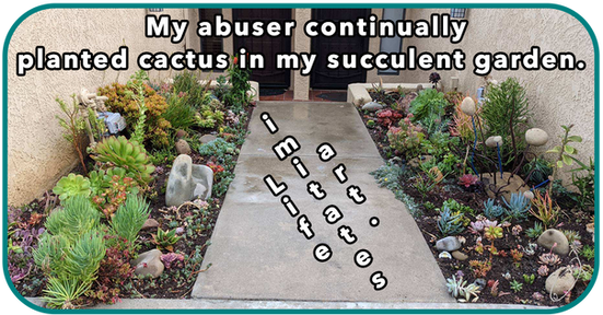 My abuser continually planted cactus in my succulent garden.