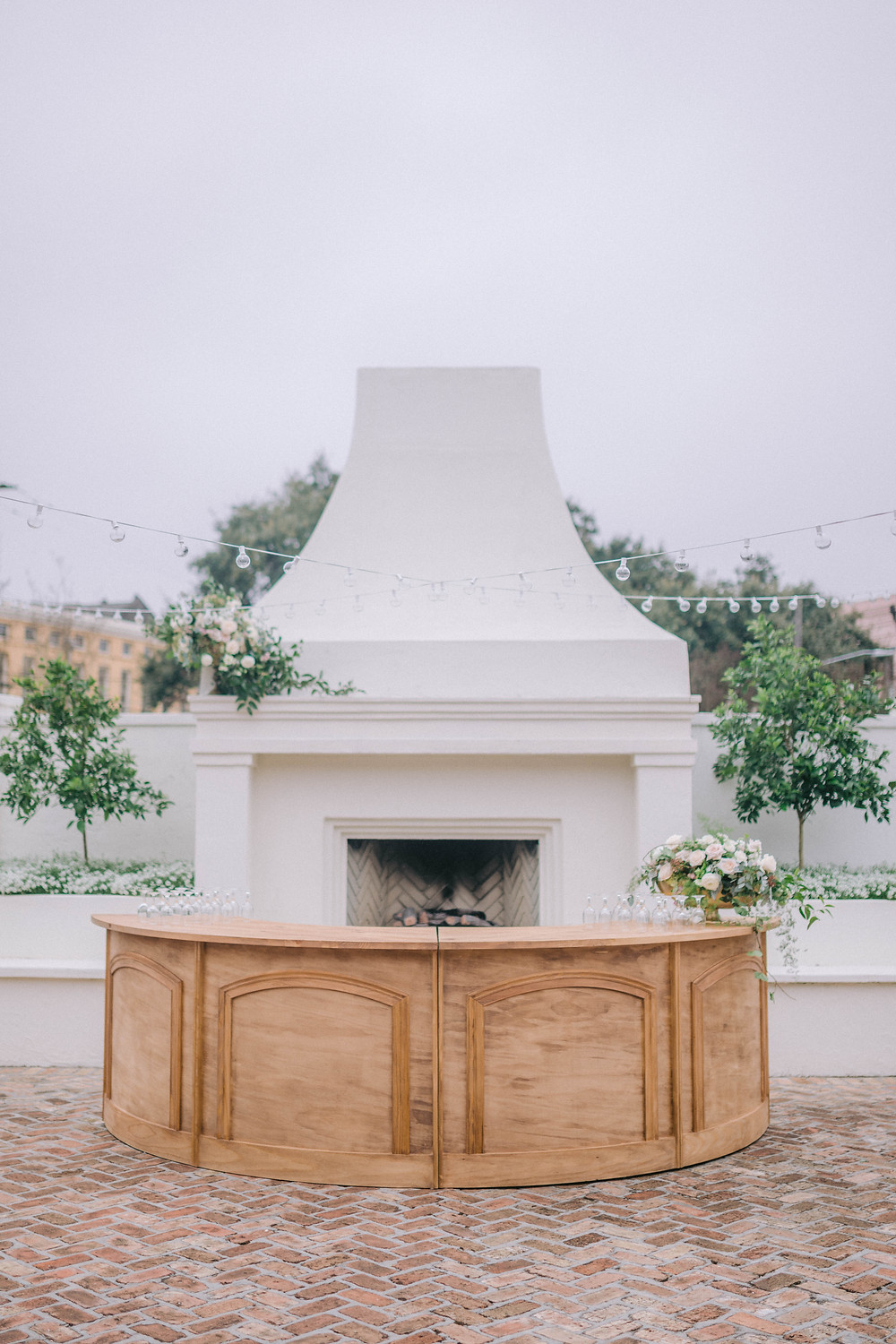 Wooden Bar and Fireplace