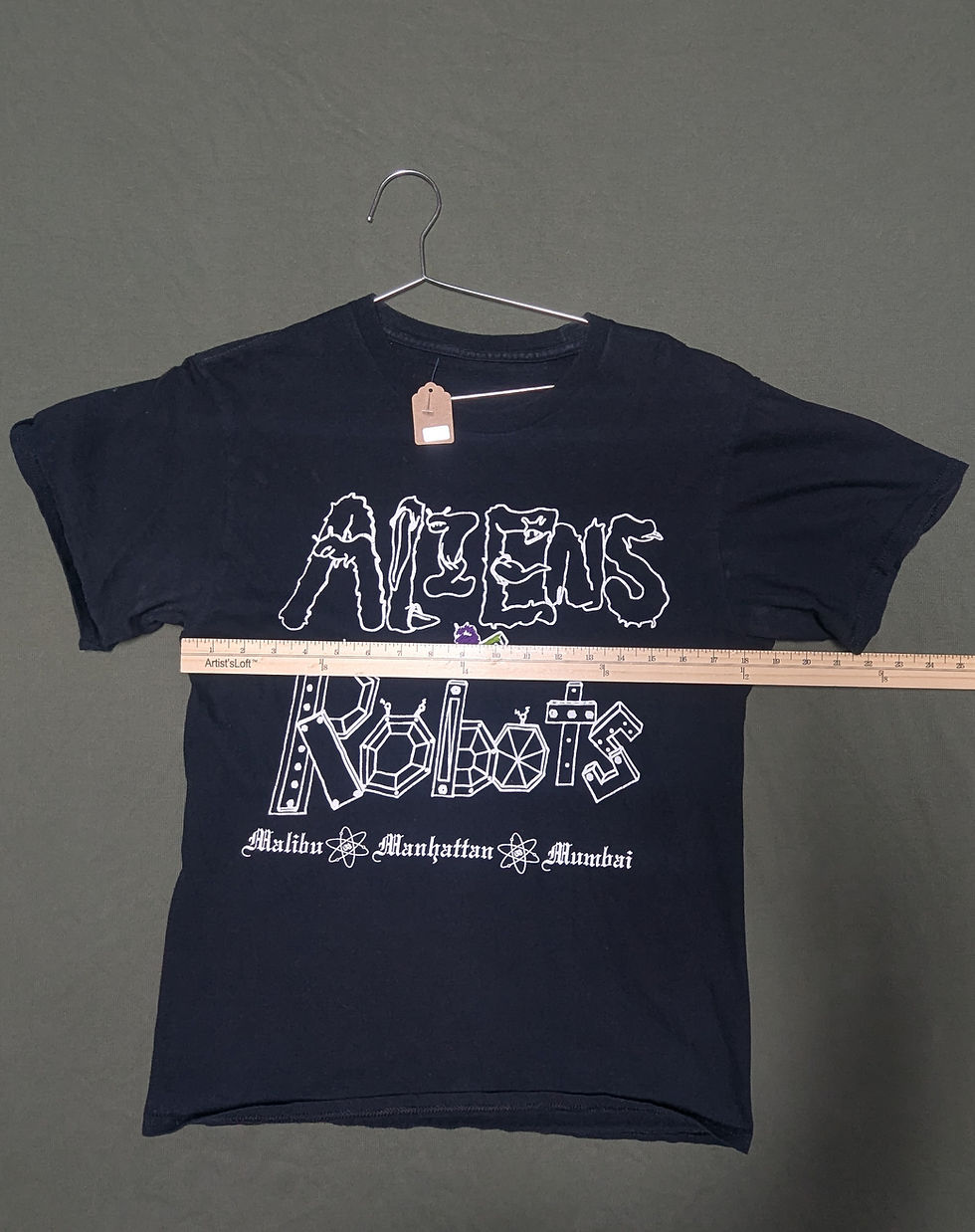 Thumbnail: Aliens x Robots Large Black Graphic T-Shirt
