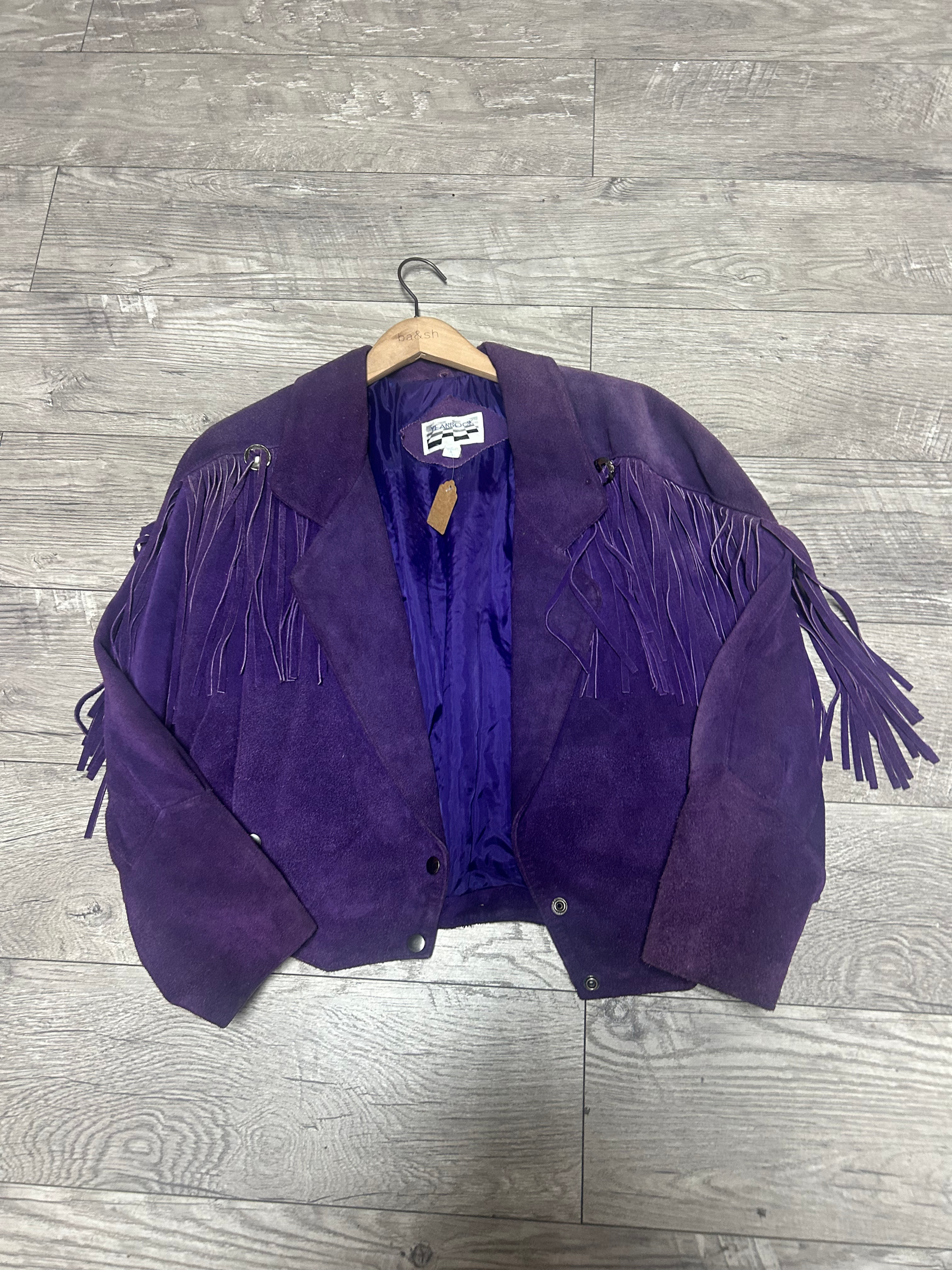 Vintage Jacket Suede Purple Fringe Small