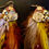 Thumbnail: Yellow Orange Brown & Gold Lush Feather Bling Earrings