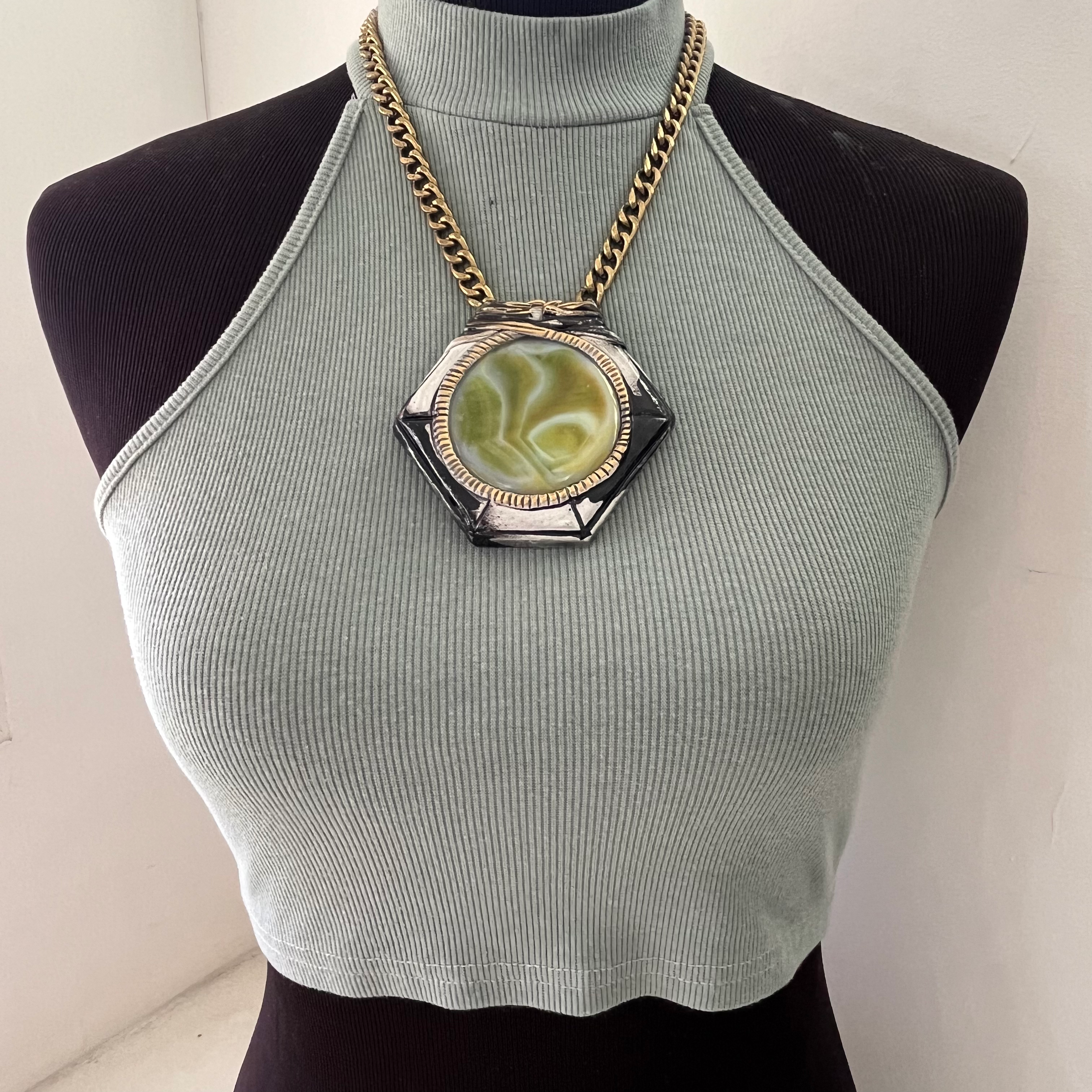 BASIL ~ AGATE AMULET NECKLACE