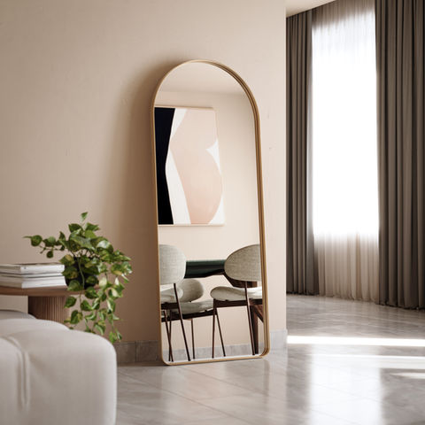 3D render of modern interior with mirror and soft natural light
