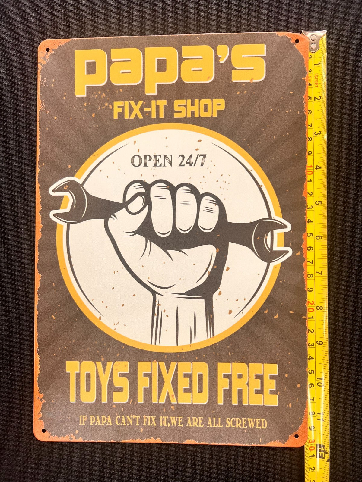 Papa's Fix It Shop Open 24/7 Garage Rustic/Vintage Looking ***8x12*** Tin Sign