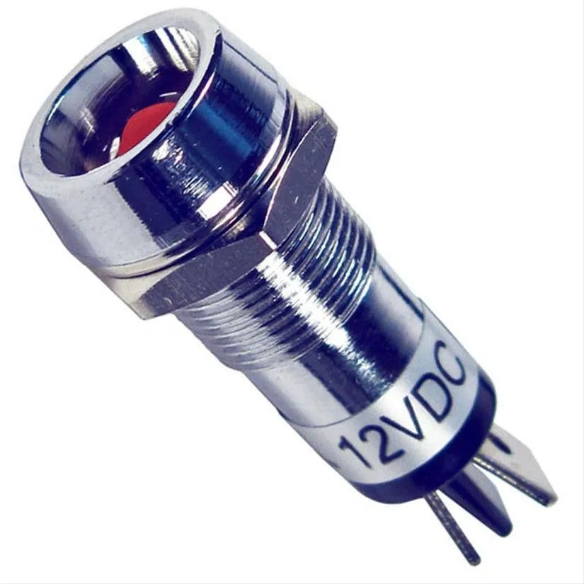 PICO Indicator Light Illuminated LED Red 1/2" Mount Hole 1/4" Tabs 12V 15A 1/pk