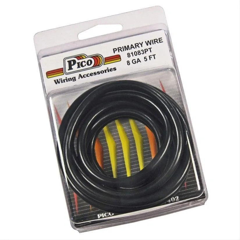 PICO 8 AWG Black Primary Wire Copper Stranded Conductor With PVC Jacket 5ft/pk