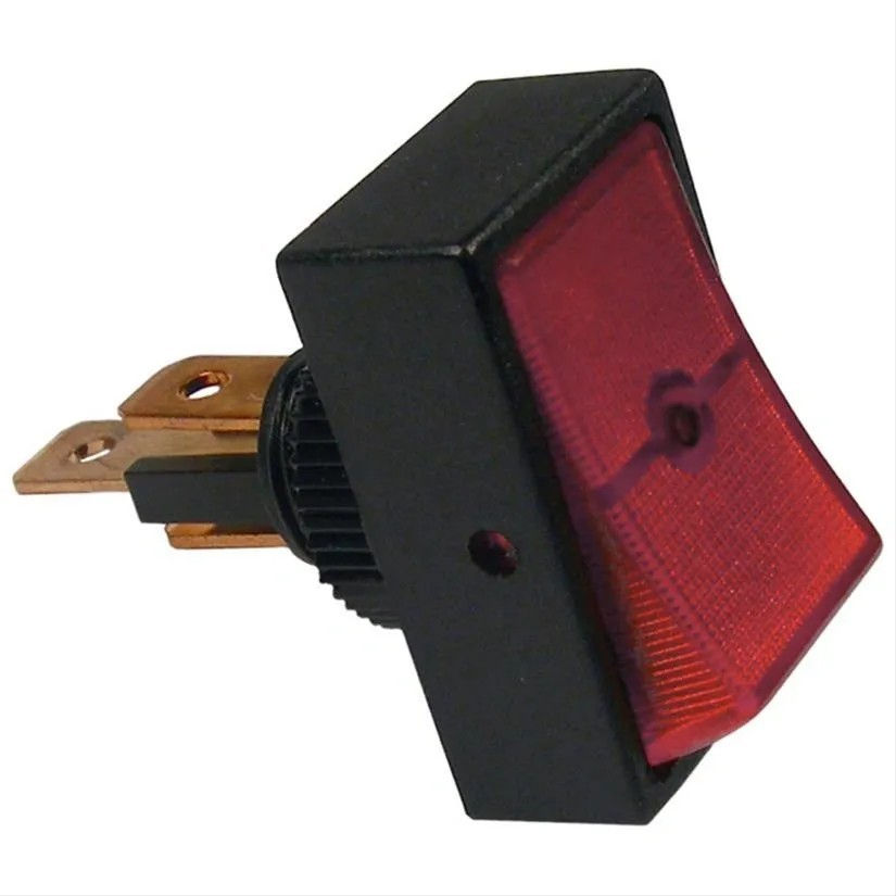 PICO Jumbo On-Off Rocker Illuminated Red 1/2" Mount Hole 1/4" Tabs 12V 16A 1/pk