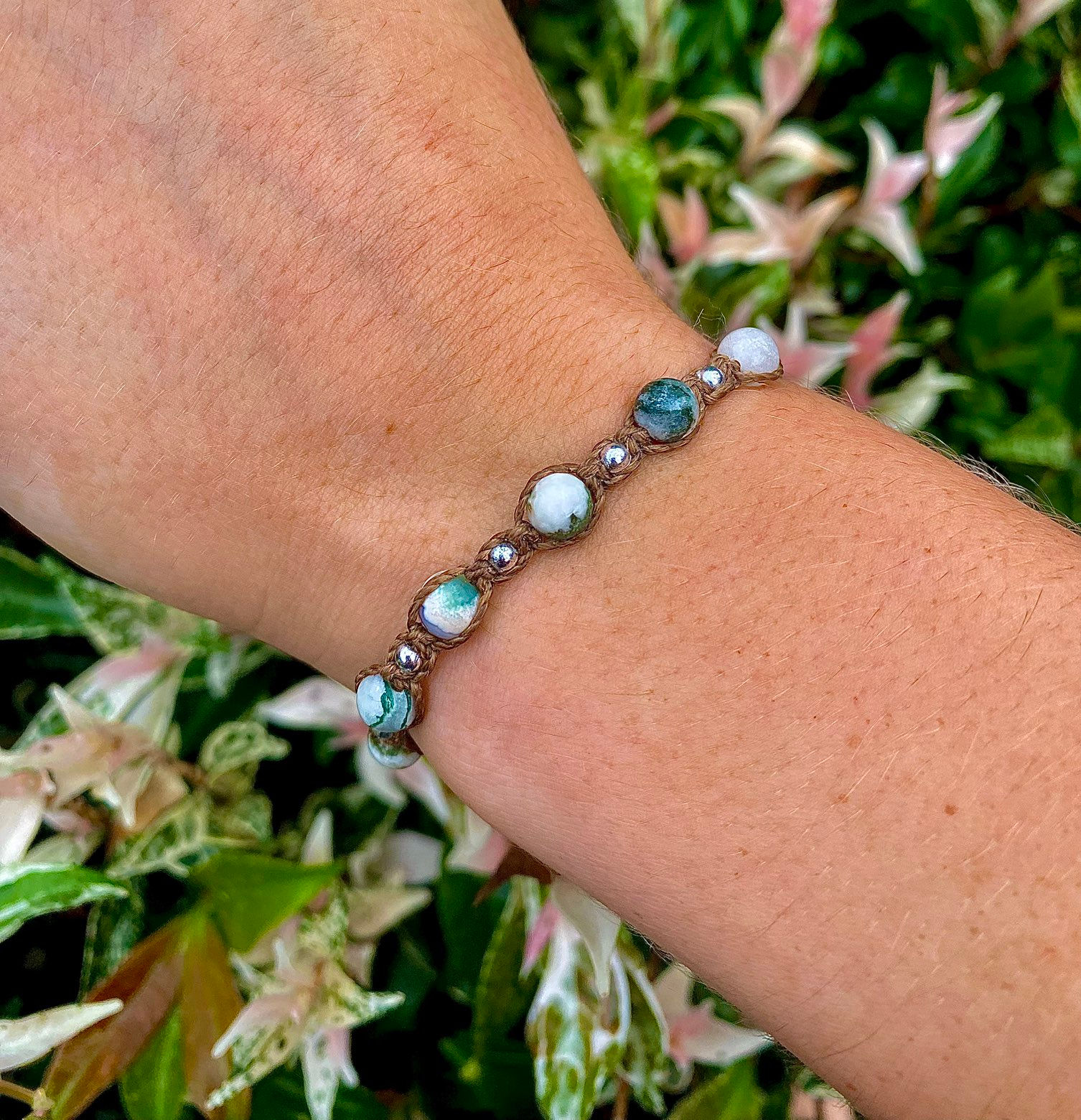 Stichtite Crystal Knotted Bracelet