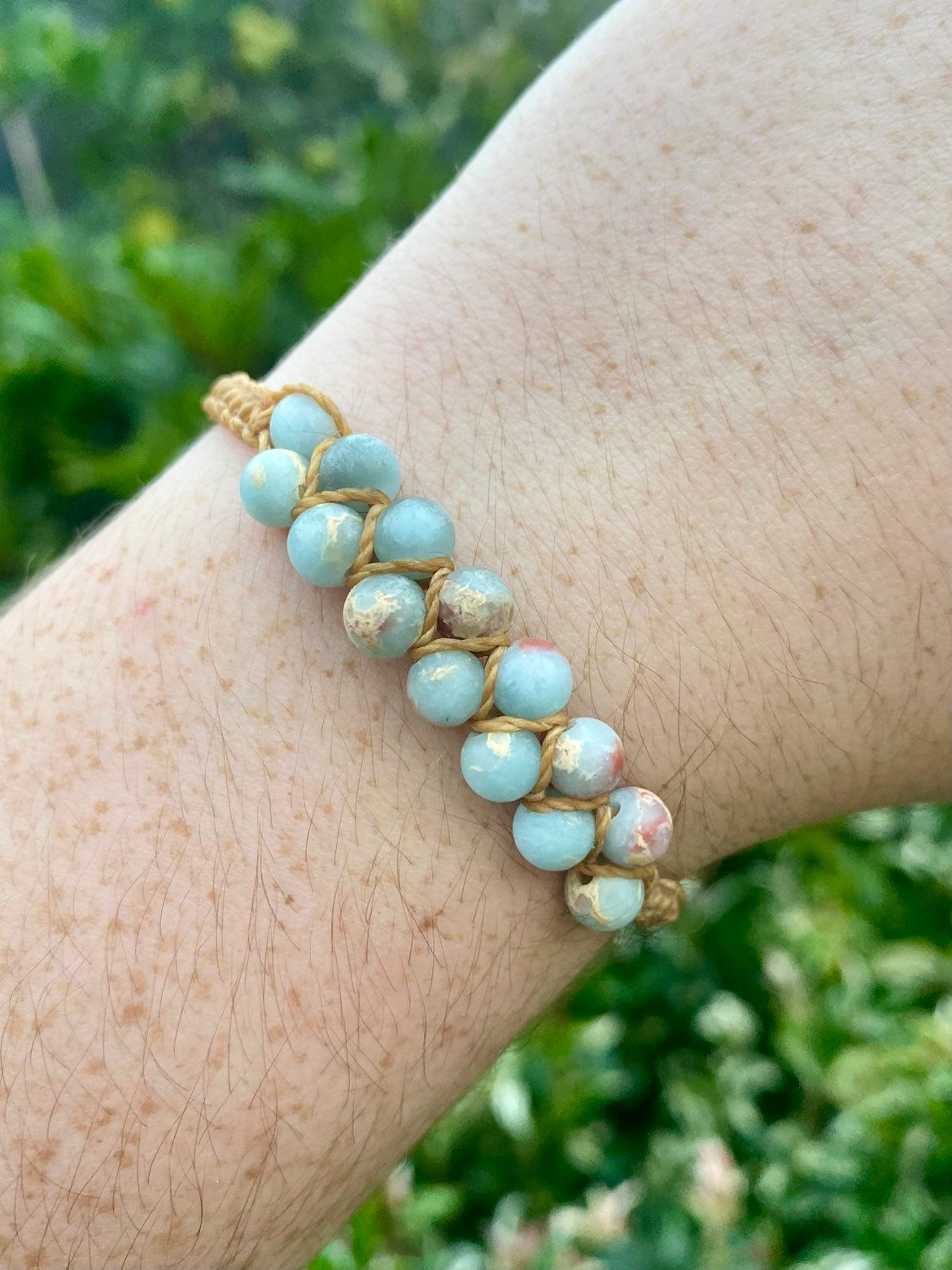 Double Shoushan Crystal Beaded Bracelet