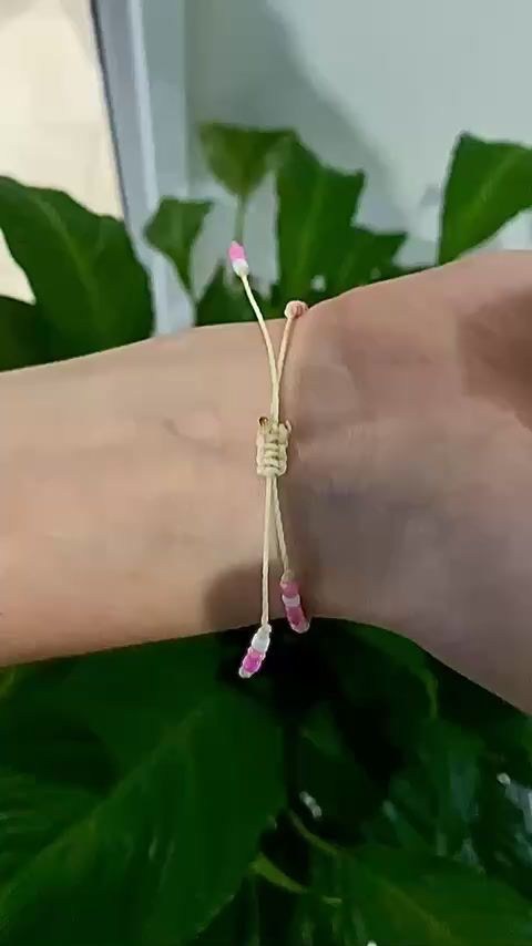 Thumbnail: Pink Hibiscus Beaded Bracelet