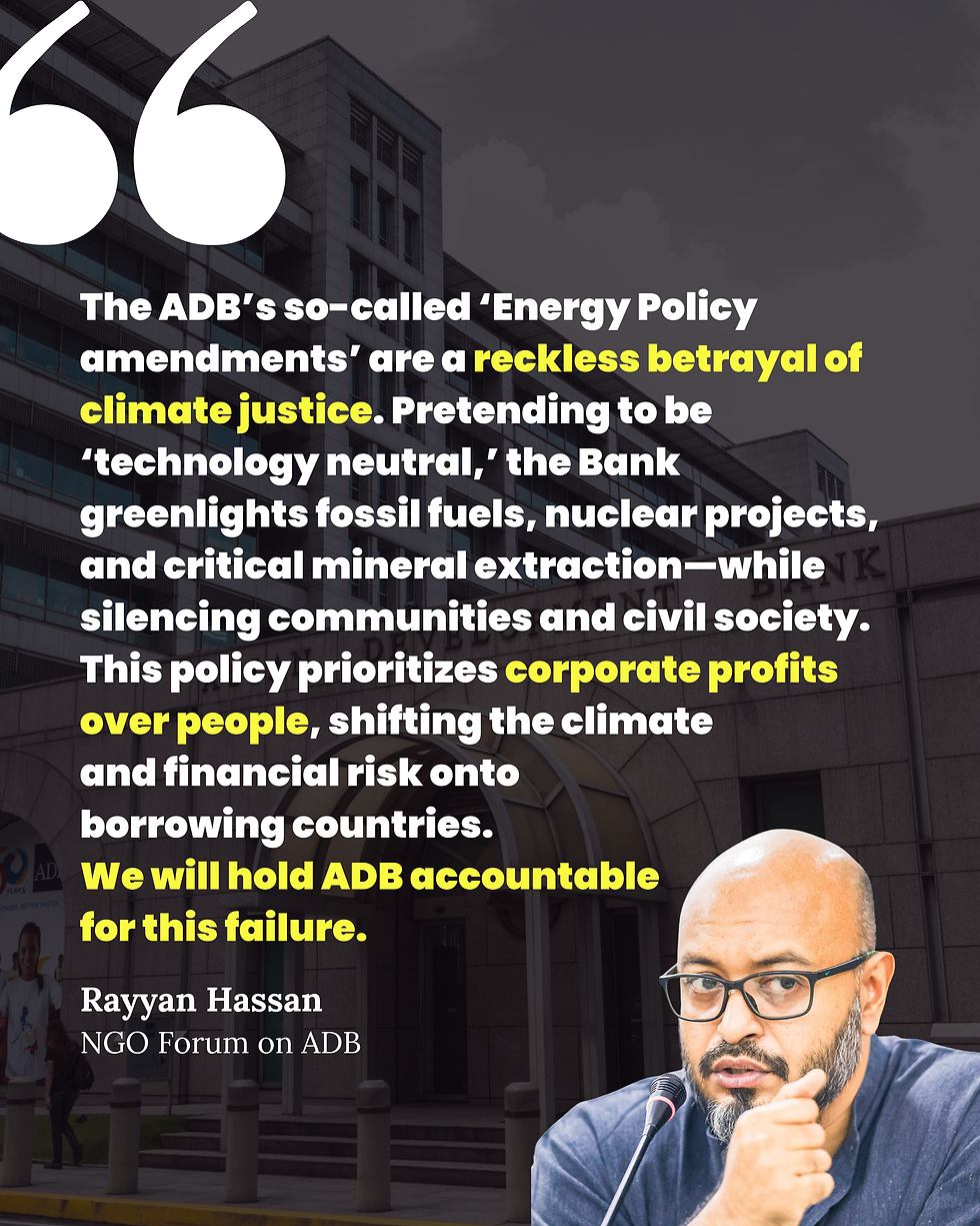 NGO Forum on ADB flags risks following ADB’s approval of its amended Energy Policy