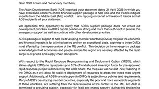 Response on ADB’s Energy Crisis Response