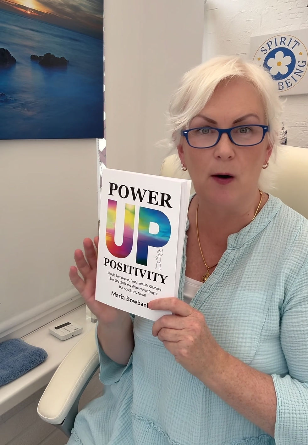 Thumbnail: Video of Maria Bowbanks showing the inside of the Power Up Positivity book with images, writing and dyslexic font