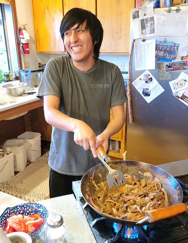 Cooking a farm dinner