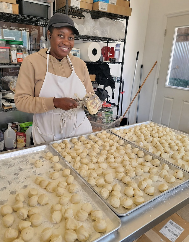Ruth Pierre and many, many dumplings