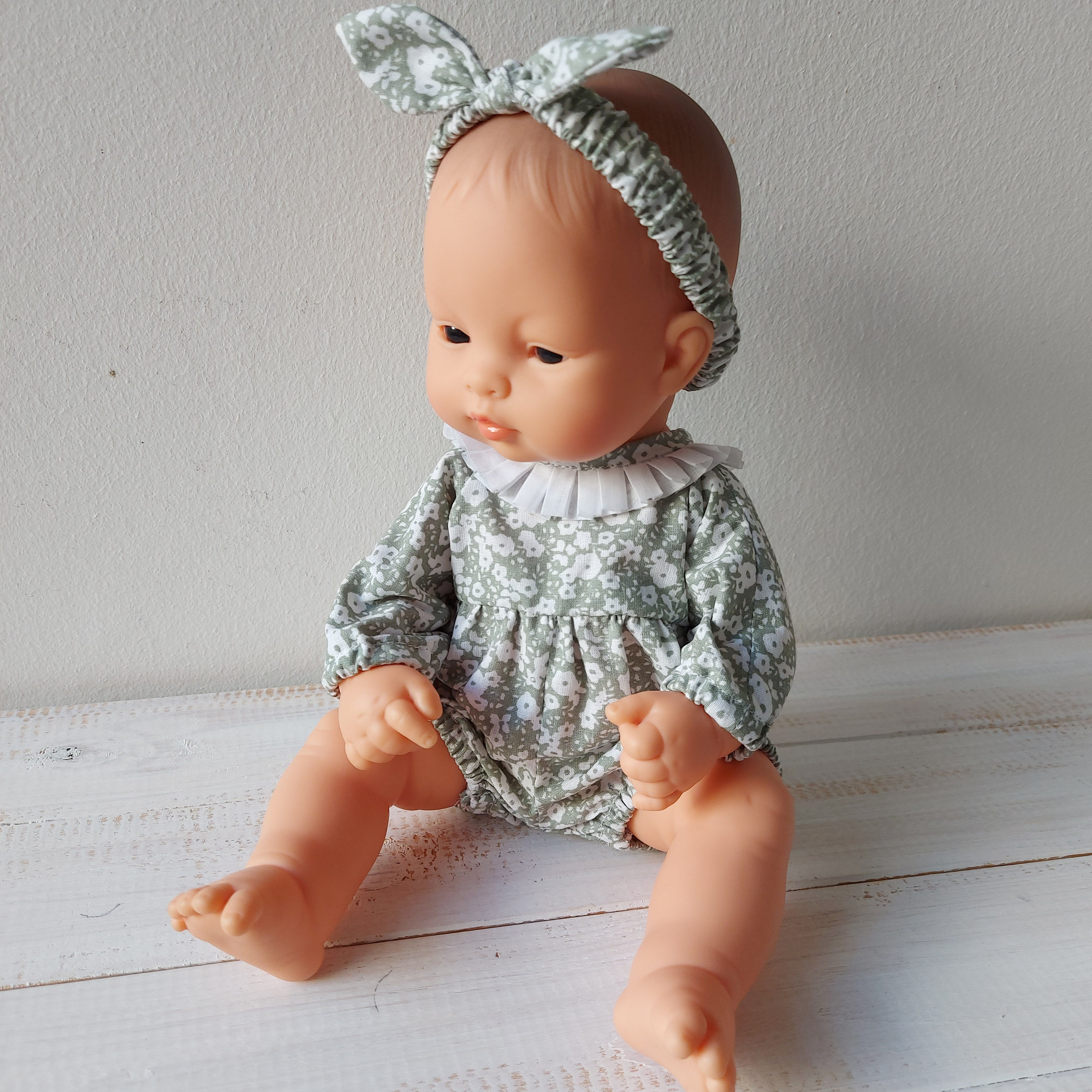 Conjunto de fofo e fita * verde florinhas