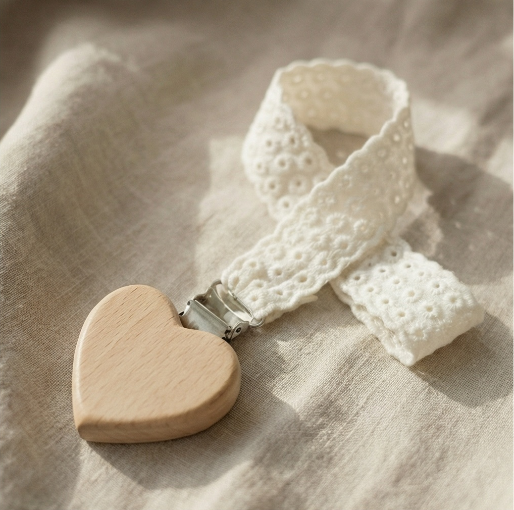 Fita de Chupeta *bordado inglês* coração