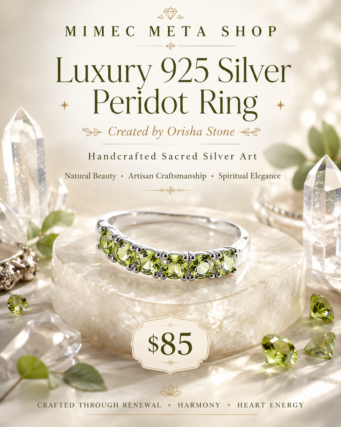 925 Silver Peridot Ring