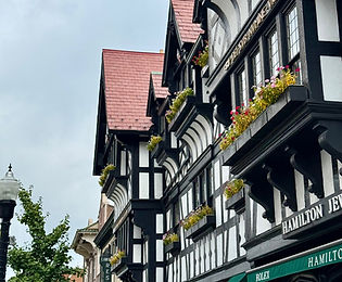 A tudor building in downtown Princeton, New Jersey