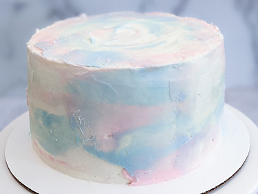 Blue and pink watercolor frosting design