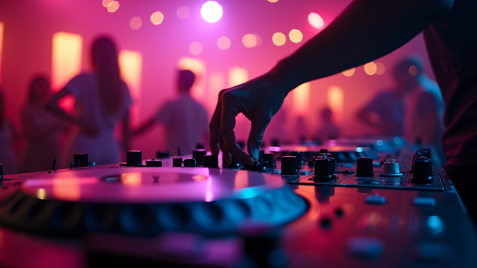 Close-up view of a DJ booth playing kizomba music at a dance event