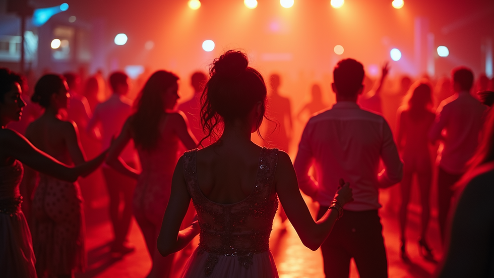 High angle view of a vibrant kizomba dance event