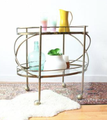 Solid brass & glass bar cart