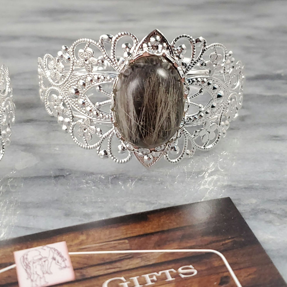 Thumbnail: Custom Remembrance Gem Filigree Bangle