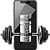 Dumbell in phone screen in black and white