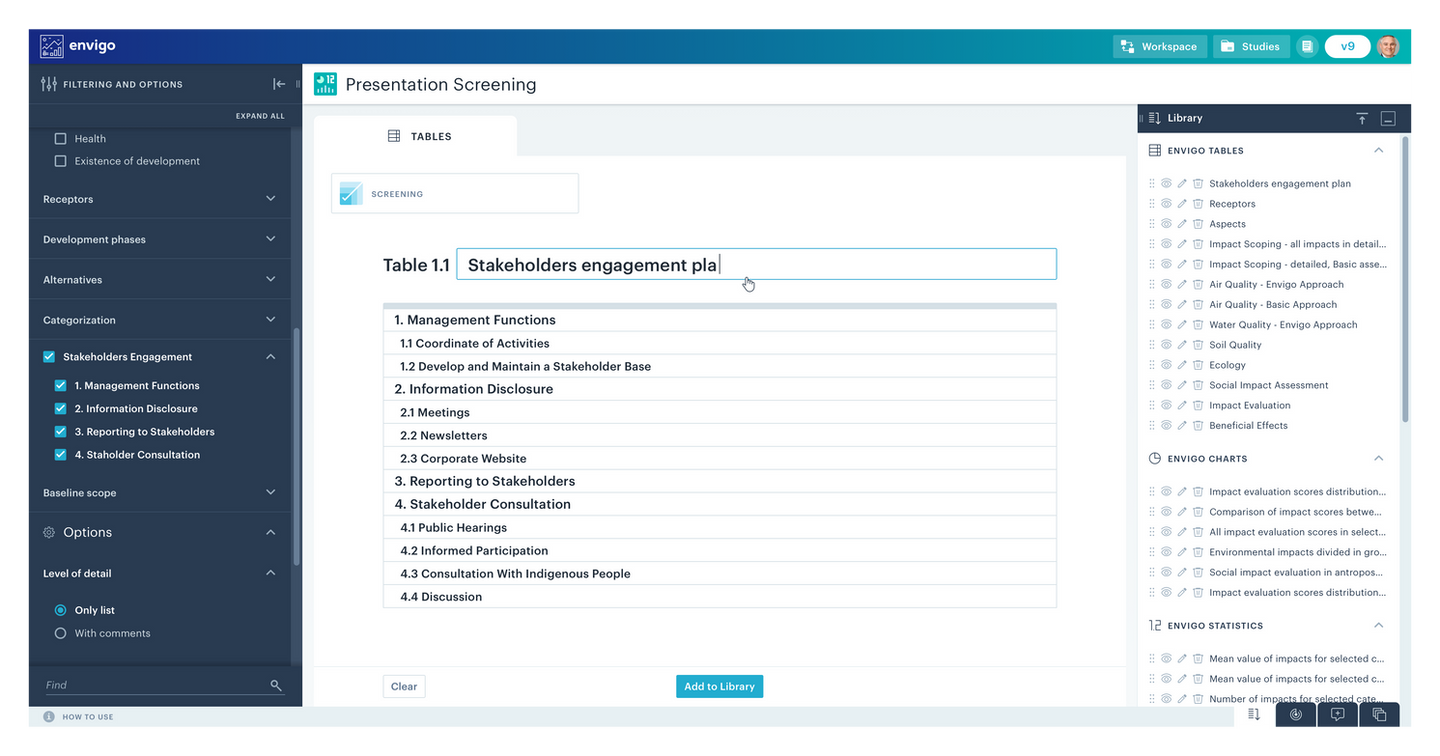 Envigo presentation table for EIA screening