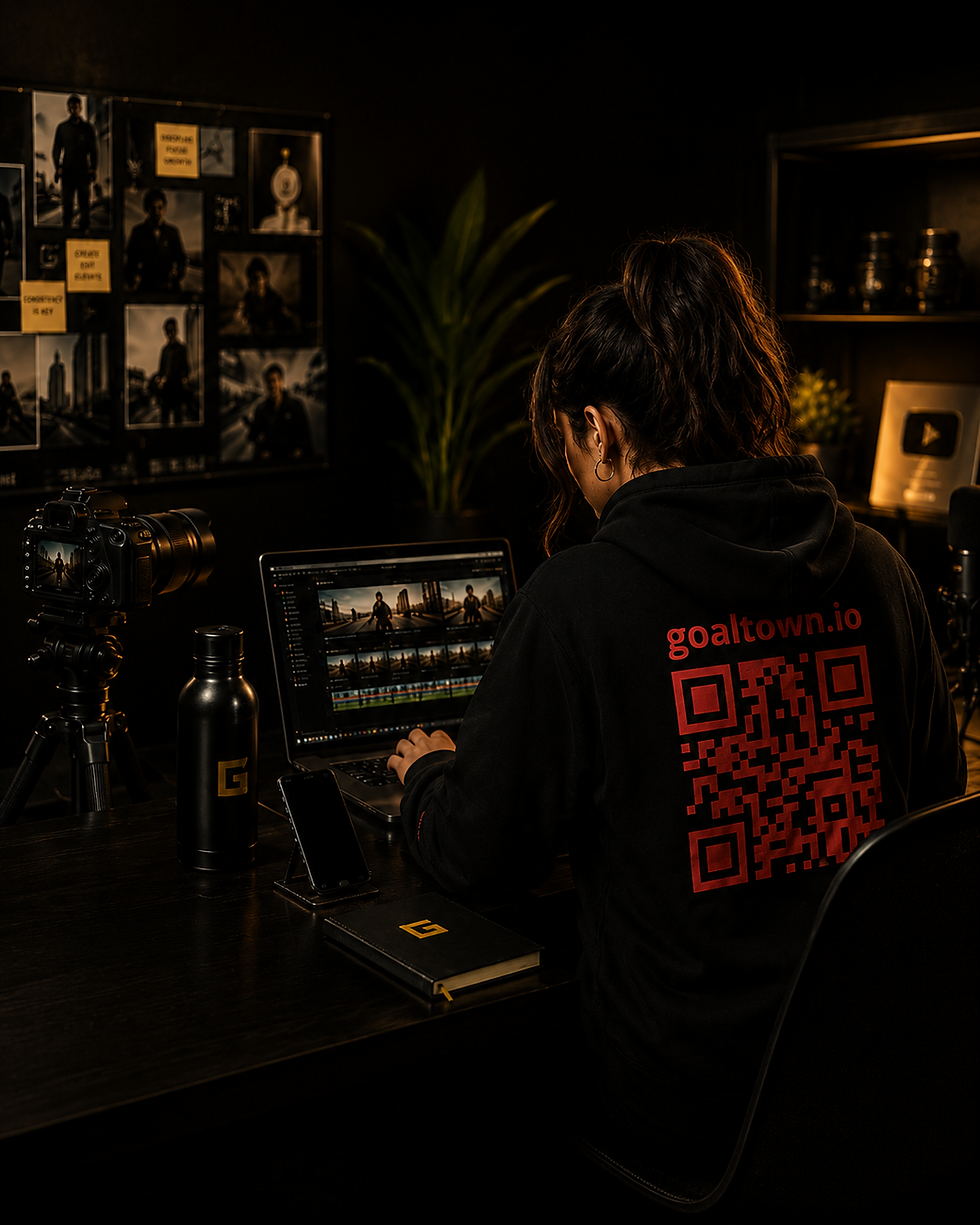Goaltown creator hoodies with QR code design for content creators
