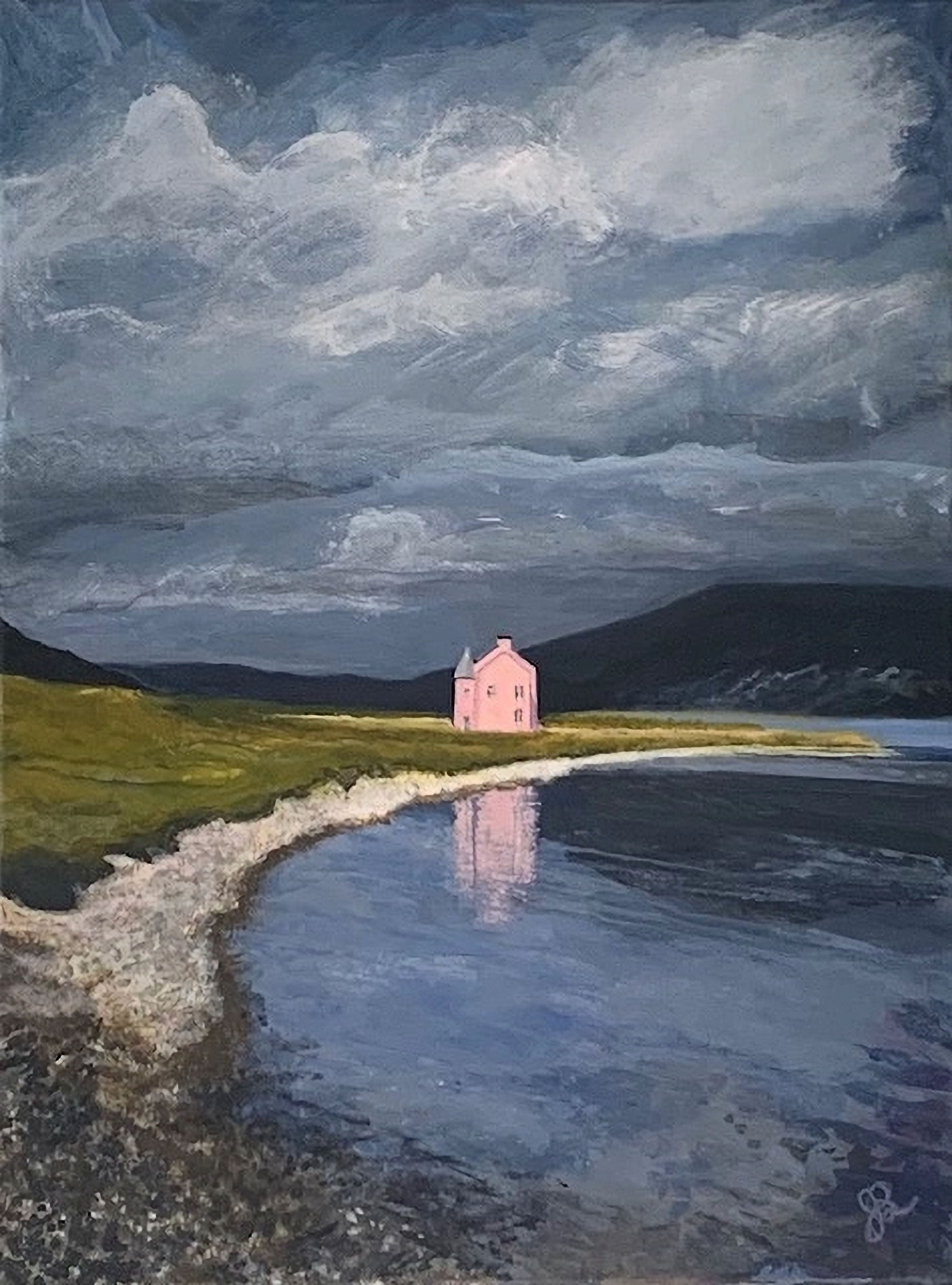Pink House Dark Clouds