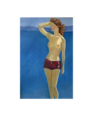 838 Dame blickt aufs Meer