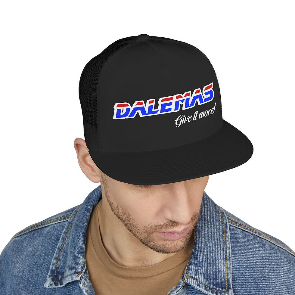 Thumbnail: Trucker Cap — 'DALEMAS Give It More!' Retro Racing Logo Mesh Hat