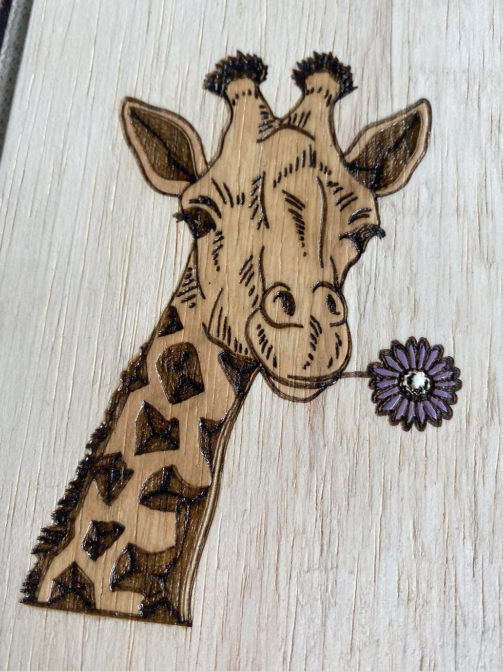 Thumbnail: Engraved Wood Re-fillable Journal Giraffe with Flower