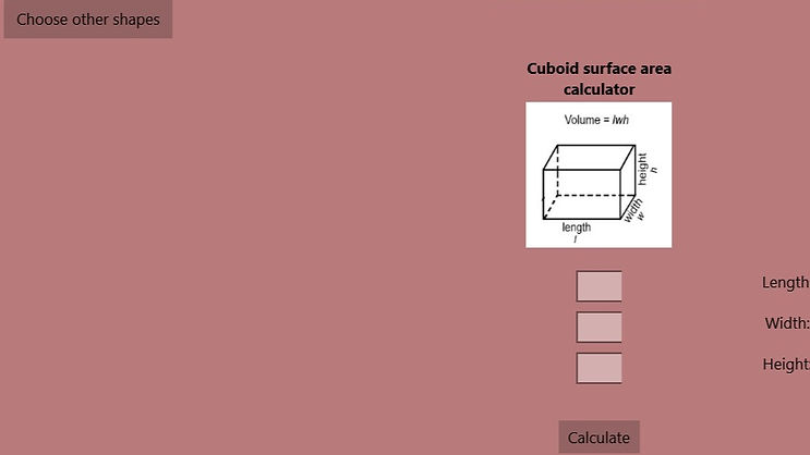 Three-Dimensional Shapes Calculator