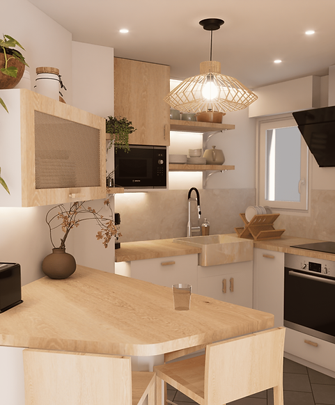 Rénovation d’une cuisine et d’un dressing au cœur du 17eme. Un aménagement lumineux et fonctionnel, pensé pour le quotidien d’une famille et l’autonomie des enfants, sans perdre en élégance.